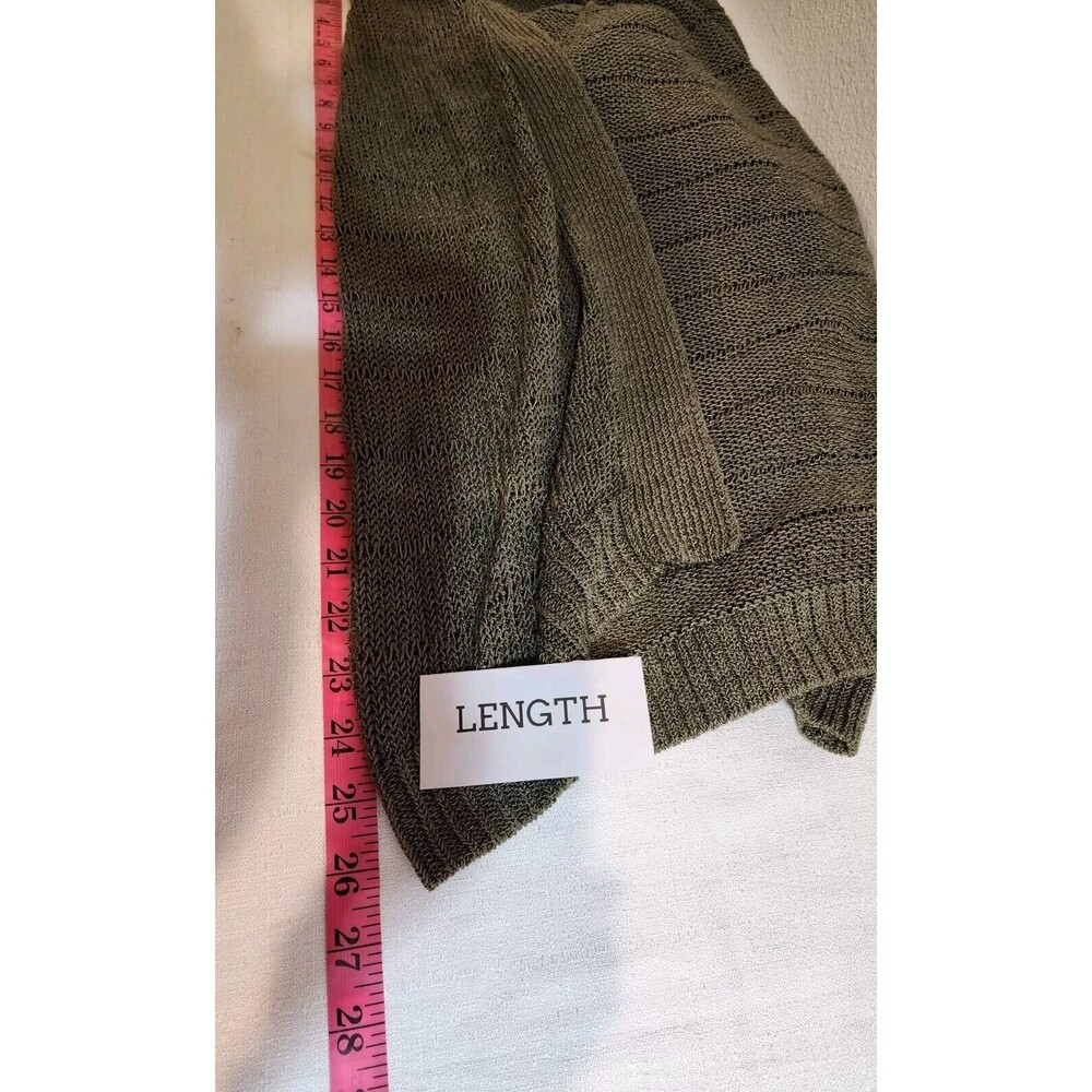 CHICOS WOMENS 3 L DARK GREEN OPEN CARDIGAN KNIT SWEATER SOLID TEACHER ACADEMIA - Picture 10 of 10